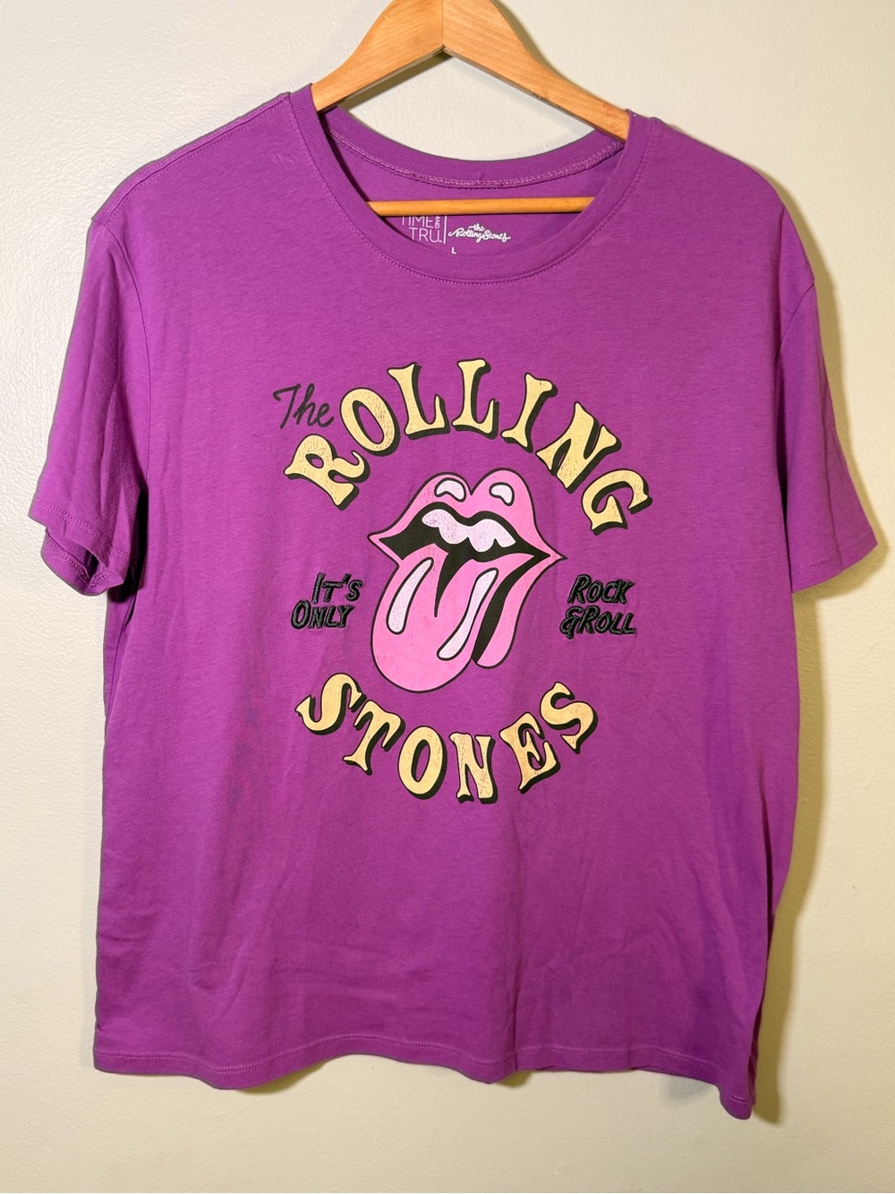 Rolling Stones Women’s Purple Graphic T-Shirt Size L 12/14 Rock Band Tee
